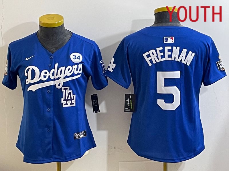 Youth Los Angeles Dodgers #5 Freeman Blue Game 2024 Nike MLB Jersey style 112114->youth mlb jersey->Youth Jersey